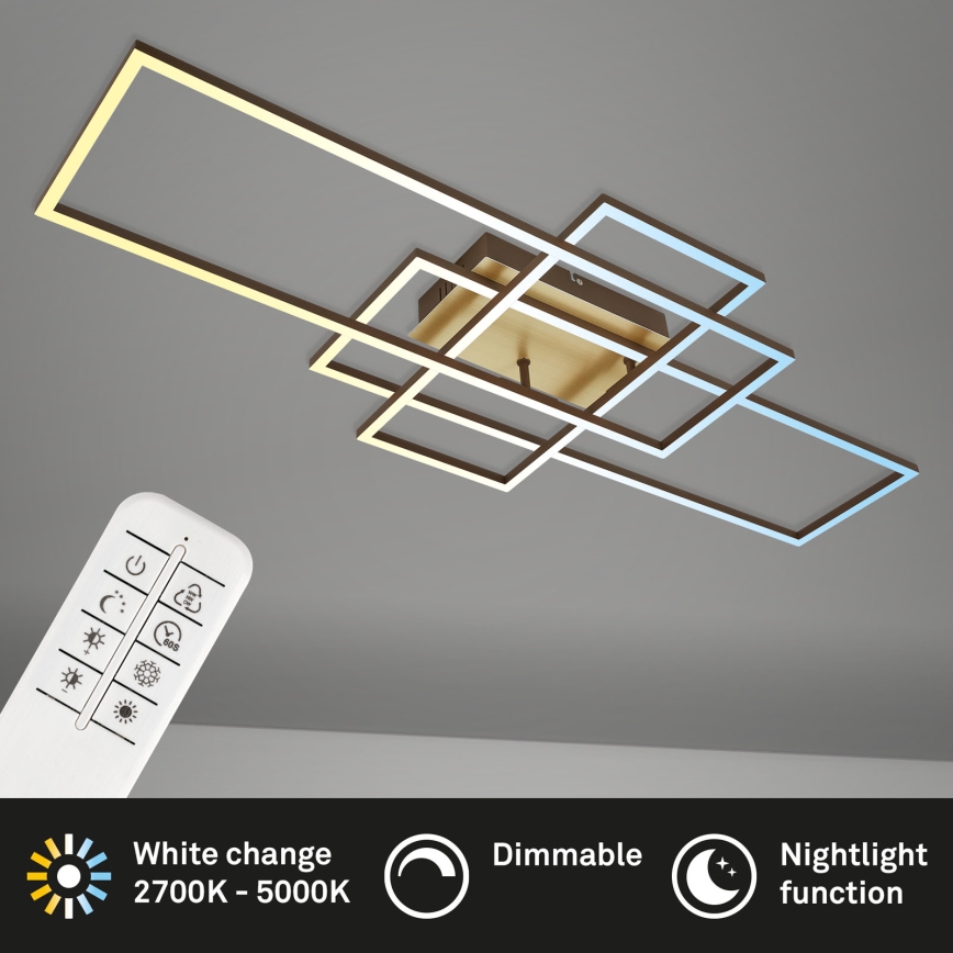 Brilo - Lámpara de techo LED regulable FRAME LED/51W/230V 2700-5000K marrón/dorado + control remoto