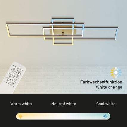 Brilo - Lámpara de techo LED regulable FRAME LED/51W/230V 2700-5000K marrón/dorado + control remoto