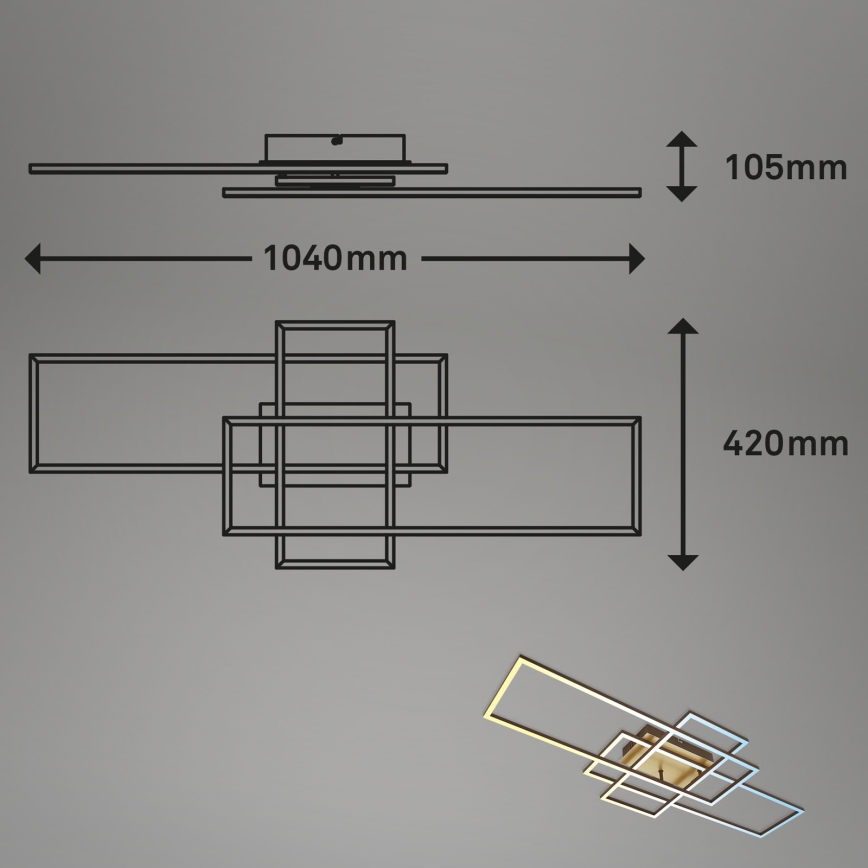 Brilo - Lámpara de techo LED regulable FRAME LED/51W/230V 2700-5000K marrón/dorado + control remoto