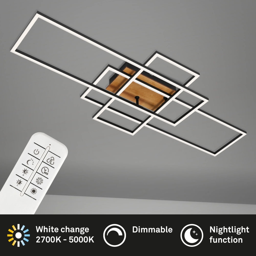 Brilo - Lámpara de techo LED regulable FRAME LED/51W/230V 2700-5000K negro/marrón + control remoto
