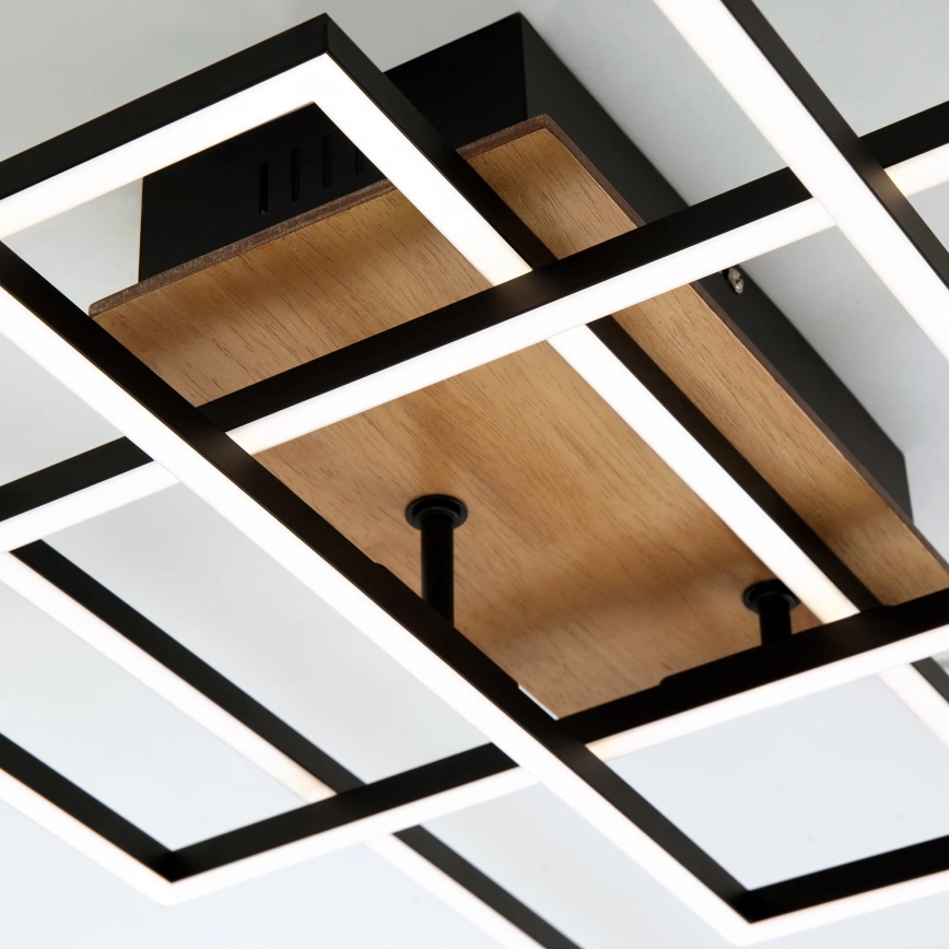 Brilo - Lámpara de techo LED regulable FRAME LED/51W/230V 2700-5000K negro/marrón + control remoto