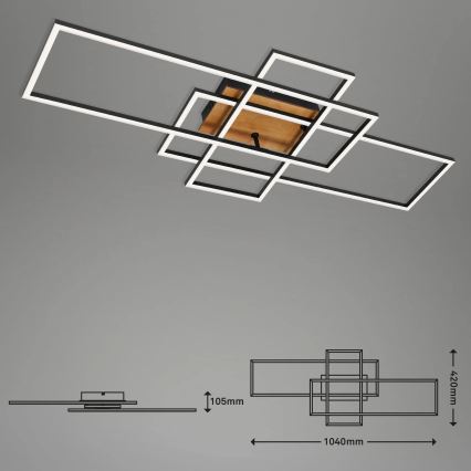 Brilo - Lámpara de techo LED regulable FRAME LED/51W/230V 2700-5000K negro/marrón + control remoto