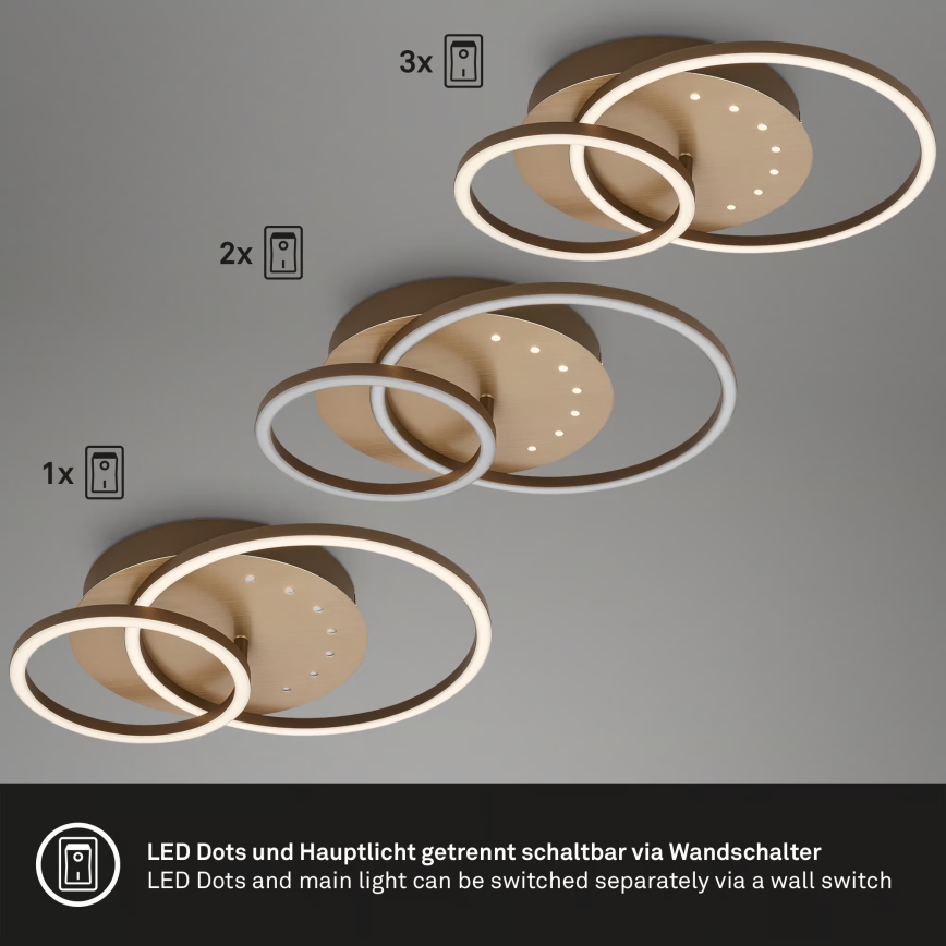 Brilo - Lámpara de techo LED regulable LED/26W/230V 3000K marrón