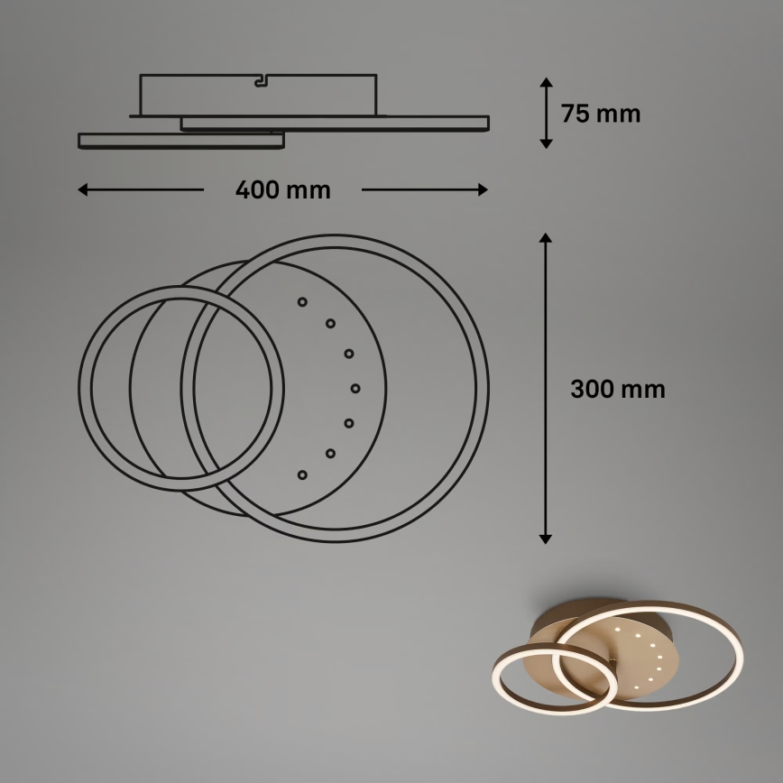 Brilo - Lámpara de techo LED regulable LED/26W/230V 3000K marrón