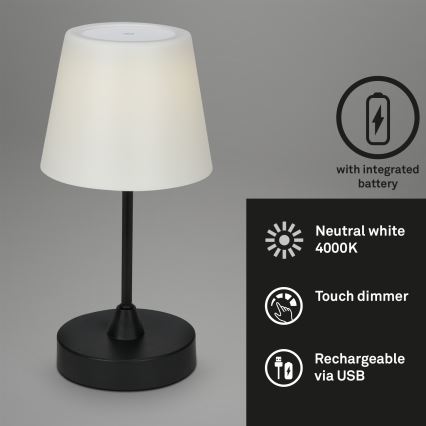Brilo - Lámpara LED exterior recargable y regulable LED/3W/5V IP44 2000 mAh
