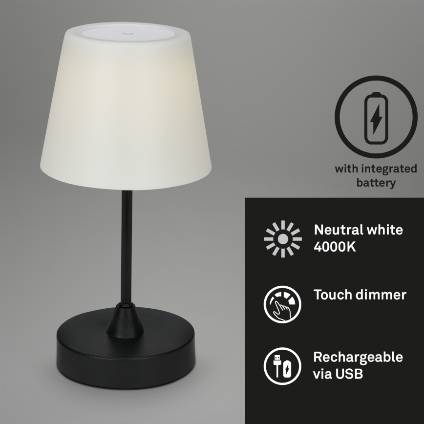 Brilo - Lámpara LED exterior recargable y regulable LED/3W/5V IP44 2000 mAh