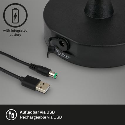 Brilo - Lámpara LED exterior recargable y regulable LED/3W/5V IP44 2000 mAh