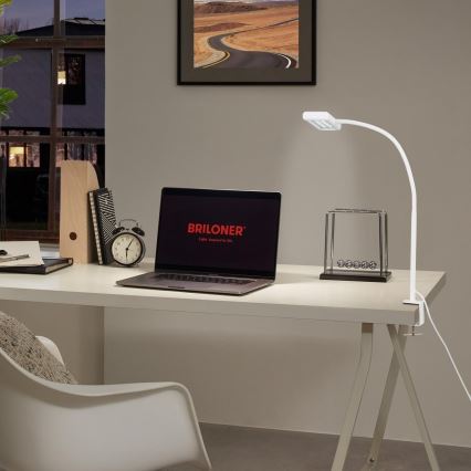 Brilo - LED Lámpara de mesa flexible con clip TRASNA LED/7,5W/230V blanco