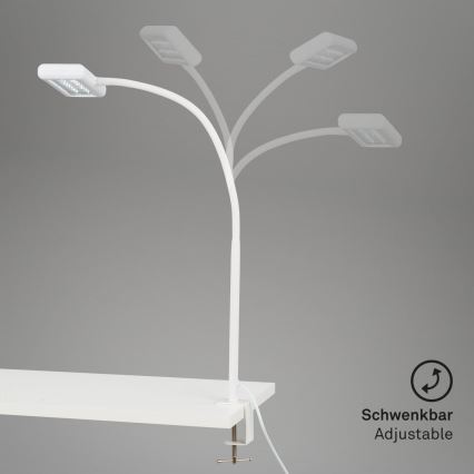 Brilo - LED Lámpara de mesa flexible con clip TRASNA LED/7,5W/230V blanco
