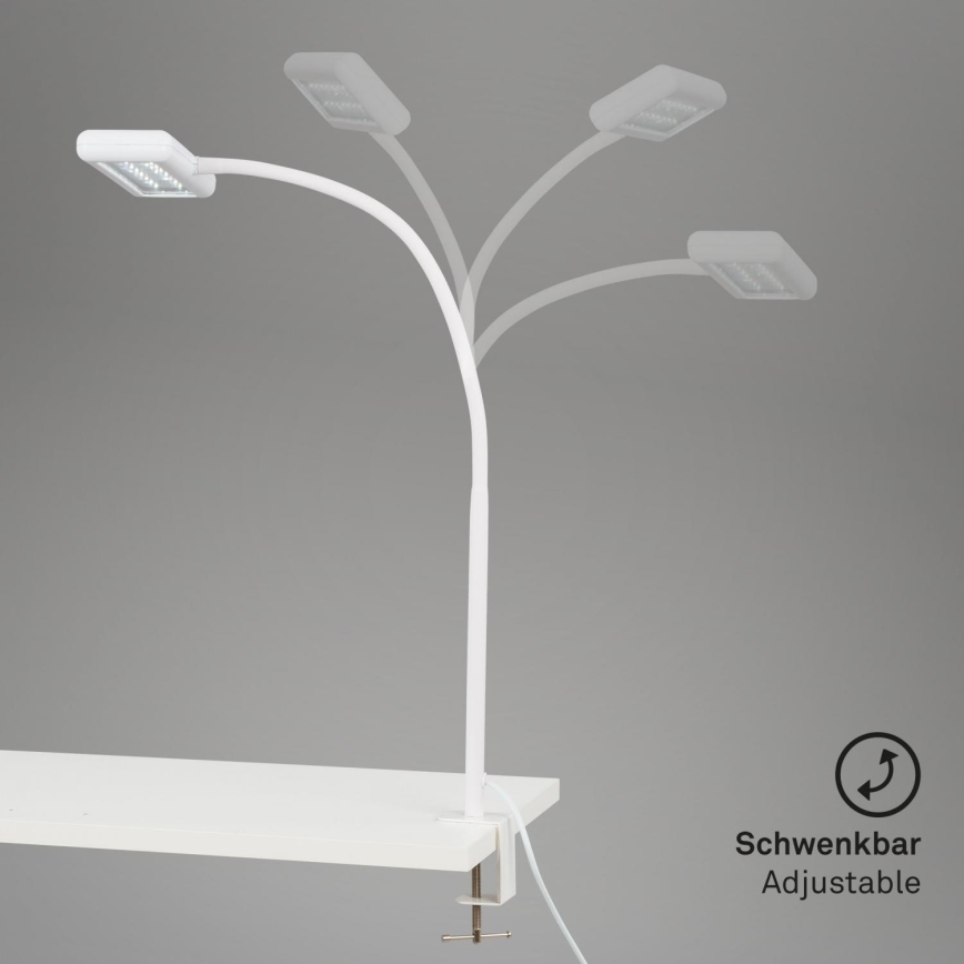 Brilo - LED Lámpara de mesa flexible con clip TRASNA LED/7,5W/230V blanco