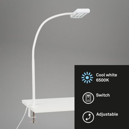 Brilo - LED Lámpara de mesa flexible con clip TRASNA LED/7,5W/230V blanco