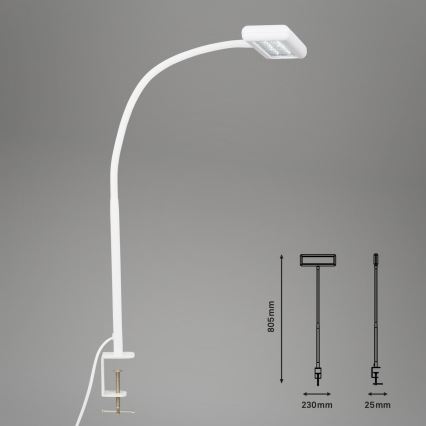 Brilo - LED Lámpara de mesa flexible con clip TRASNA LED/7,5W/230V blanco