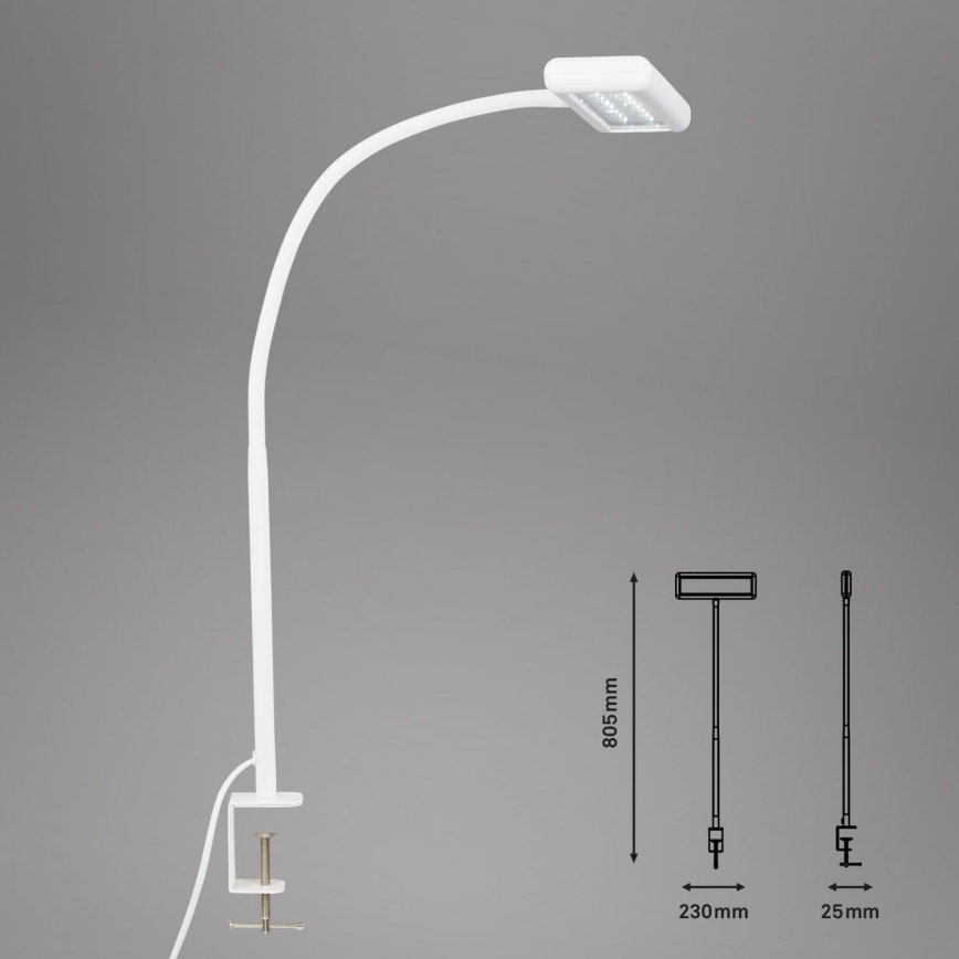 Brilo - LED Lámpara de mesa flexible con clip TRASNA LED/7,5W/230V blanco