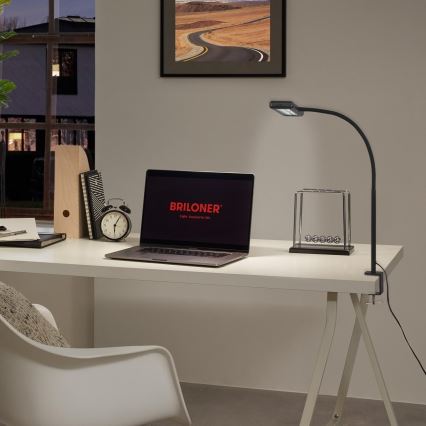 Brilo - LED Lámpara de mesa flexible con clip TRASNA LED/7,5W/230V negro