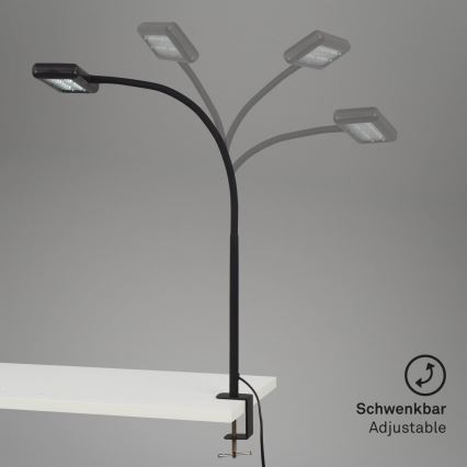 Brilo - LED Lámpara de mesa flexible con clip TRASNA LED/7,5W/230V negro