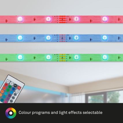 Brilo - LED RGB Tira regulable 6,6m LED/6W/USB + control remoto