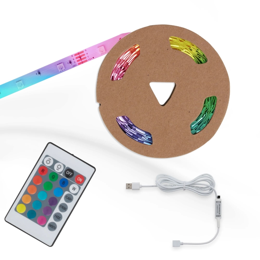 Brilo - LED RGB Tira regulable 6,6m LED/6W/USB + control remoto