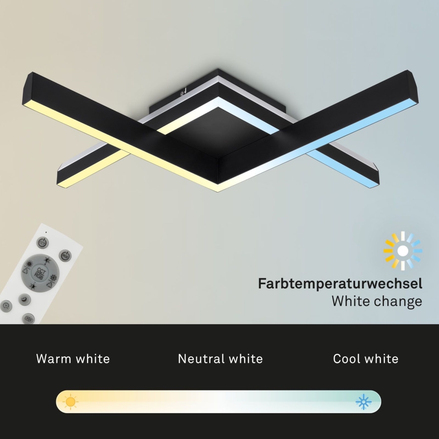 Brilo - LED RGBW Lámpara de techo regulable FRAME 2xLED/9W/230V 2700-6500K + control remoto