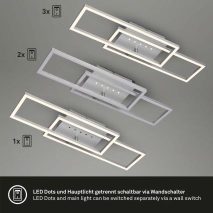 Brilo - Luminaria de techo LED regulable / 30W / 230V / 3000K / cromo mate