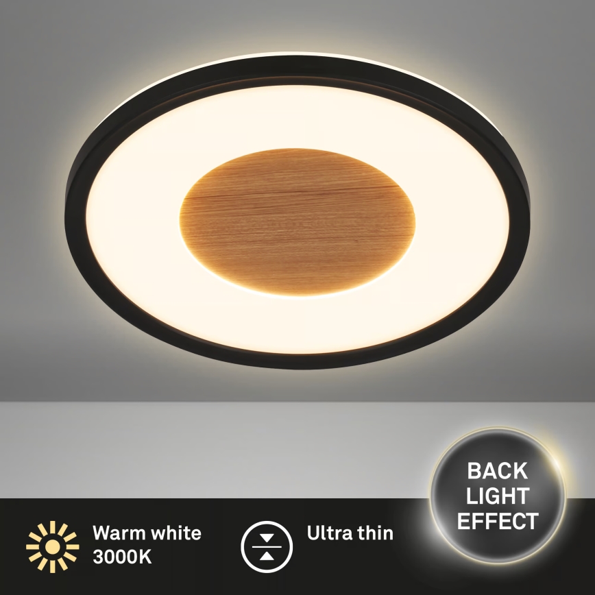 Brilo - Luminaria de techo LED SUFIT WOOD LED/18W/230V 3000K Ø 29 cm