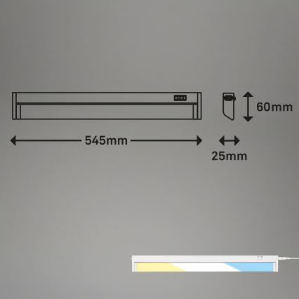Brilo - Luminaria LED bajo mueble LED/6W/230V 2700/4000/6500K 54,5 cm blanca