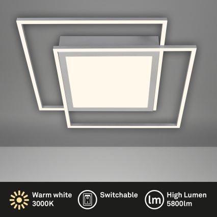 Brilo - Plafón LED 2xLED/16W/230V + LED/19W 51,5x51,5 cm 3000K cromo mate