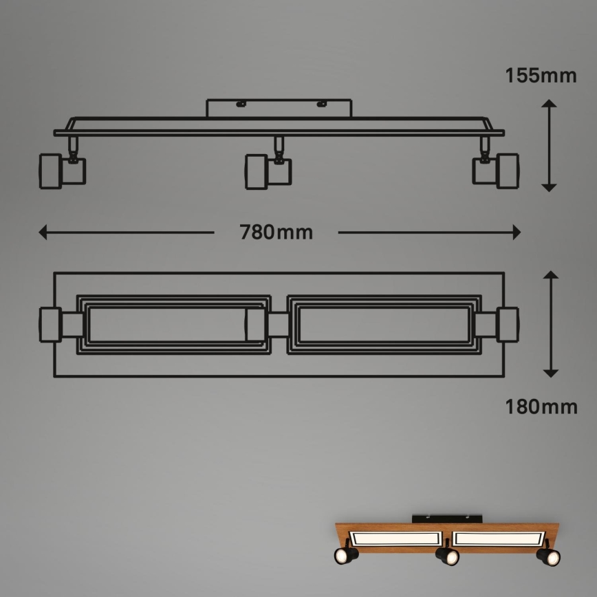 Brilo - Plafón LED LED/24W/230V + 3xGU10/9W 3000K
