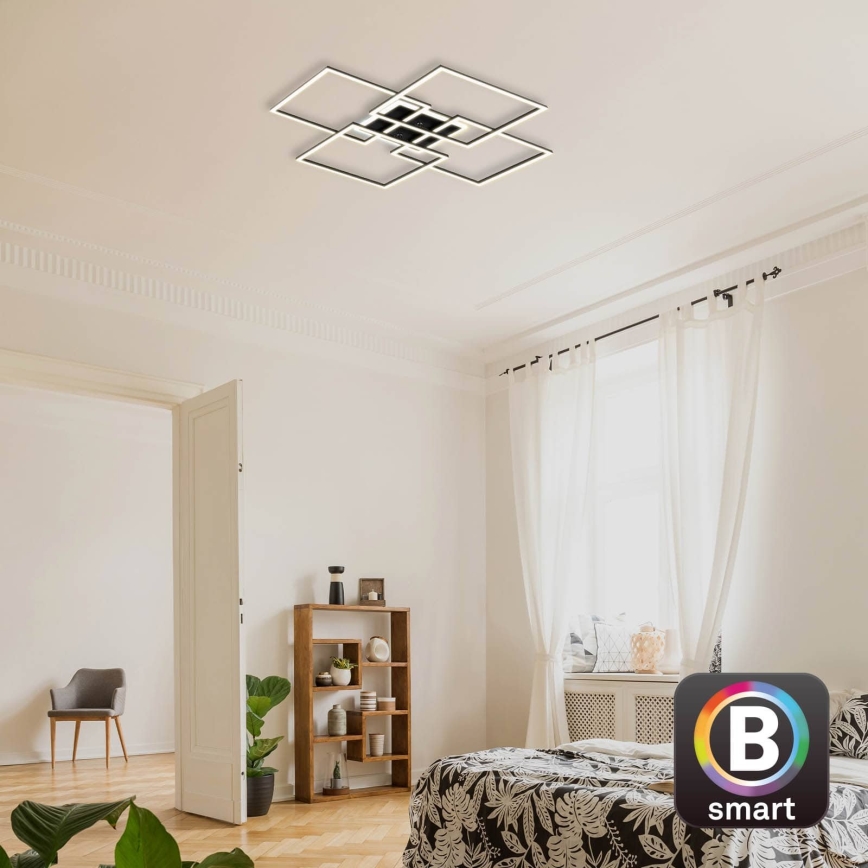 Brilo - Lámpara de techo LED regulable FRAME LED/50W/230V 2700-6500K 72,4x72,4cm negra Wi-Fi Tuya + mando a distancia