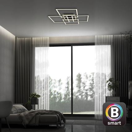 Brilo - Lámpara de techo LED regulable FRAME LED/50W/230V 2700-6500K 72,4x72,4cm negra Wi-Fi Tuya + mando a distancia