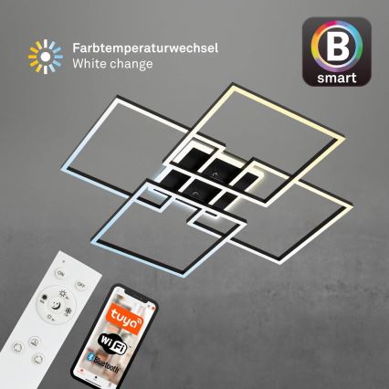 Brilo - Lámpara de techo LED regulable FRAME LED/50W/230V 2700-6500K 72,4x72,4cm negra Wi-Fi Tuya + mando a distancia
