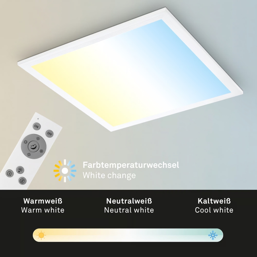 Brilo - Plafón LED regulable 21W/230V 3000-6500K 38x38 cm blanco + mando a distancia