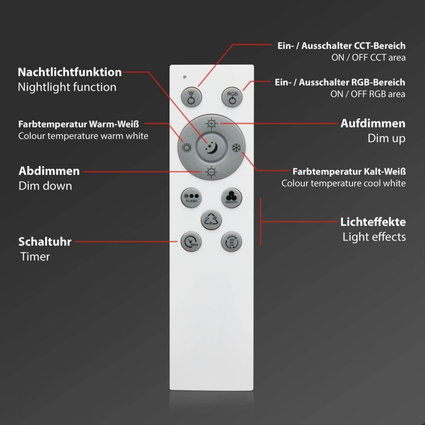 Brilo - Plafón LED RGB regulable CENTRO LED/24W/230V 2700-6500K Wi-Fi Tuya + control remoto