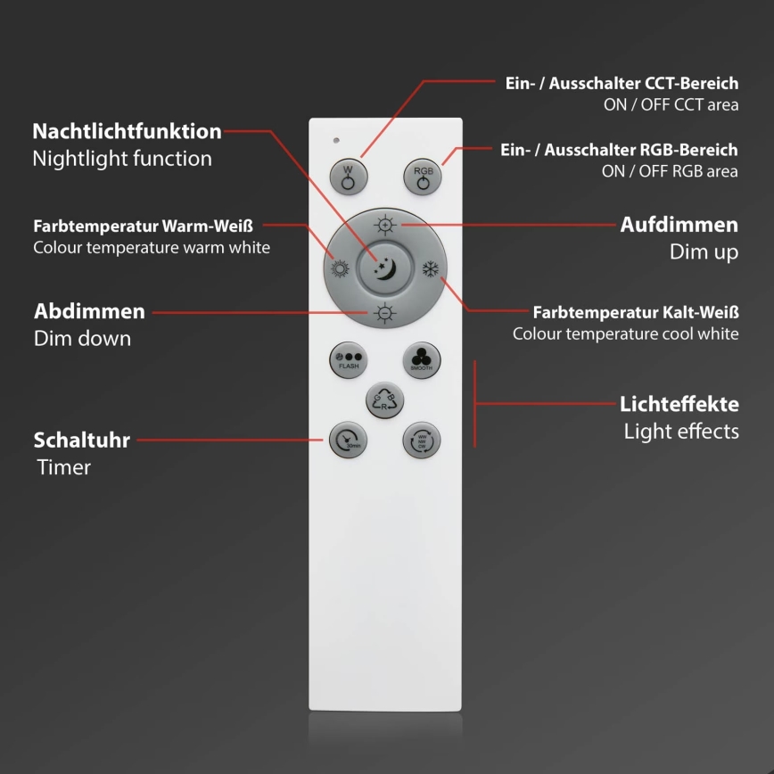 Brilo - Plafón LED RGB regulable CENTRO LED/24W/230V 2700-6500K Wi-Fi Tuya + control remoto