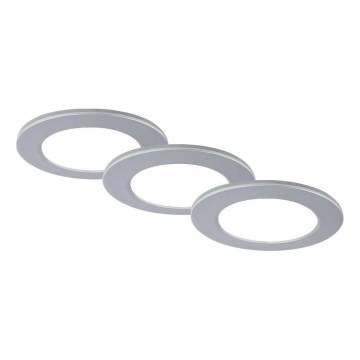 Brilo - SET 3x Lámpara empotrable de baño LED LED/4W/230V IP44 3000/4000K plata