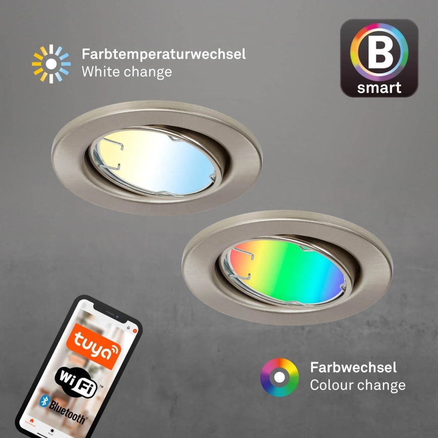 Brilo - SET 3x LED RGBW Lámpara de baño regulable 1xGU10/4,9W/230V 2700-6500K Wi-Fi Tuya IP23 + control remoto