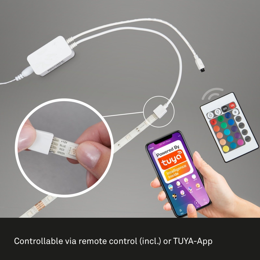 Brilo - Tira LED RGBW regulable 6,5m LED/18W/230V Wi-Fi Tuya + control remoto