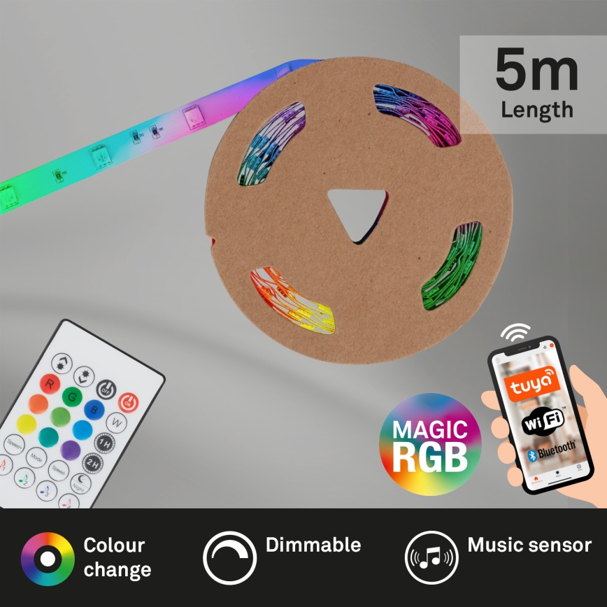 Brilo - Tira LED RGBW regulable MUSIC 6,65m LED/18W/230V Wi-Fi Tuya + control remoto