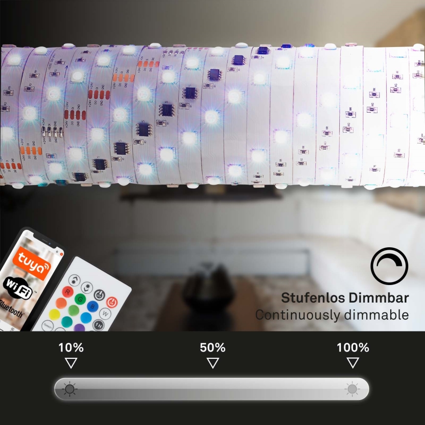 Brilo - Tira LED RGBW regulable MUSIC 6,65m LED/18W/230V Wi-Fi Tuya + control remoto