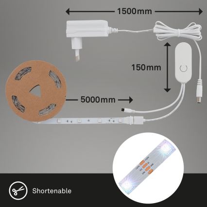 Brilo - Tira LED RGBW regulable MUSIC 6,65m LED/18W/230V Wi-Fi Tuya + control remoto