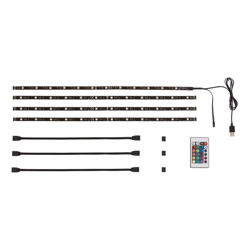 Brilo - Tira LED RGBW regulable diá. TV 3m LED/2,5W/USB + control remoto