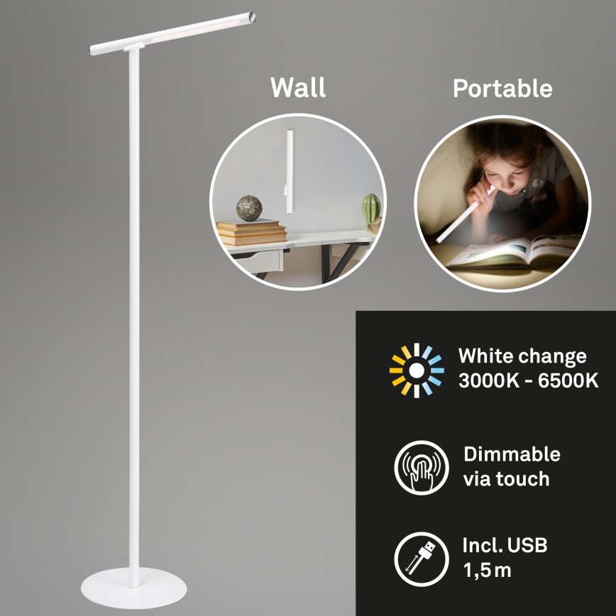 Briloner 1384-016 - Lámpara de pie LED táctil regulable 2en1 EVERYWHERE LED/2,3W/5V 2000 mAh