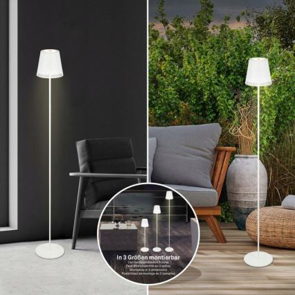 Briloner 1438016 - Lámpara de pie LED táctil regulable LED/3,5W/5V 3000K 130 cm blanco