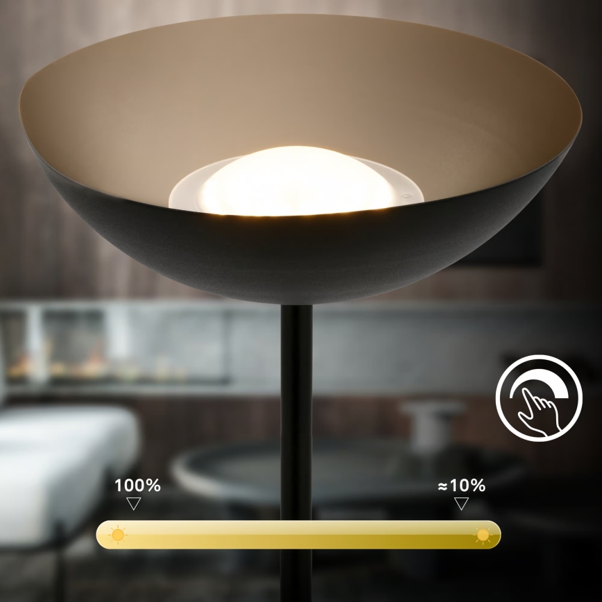 Briloner 1500015 - Lámpara de pie regulable ESTATE LED/8W/5V 4000 mAh negra