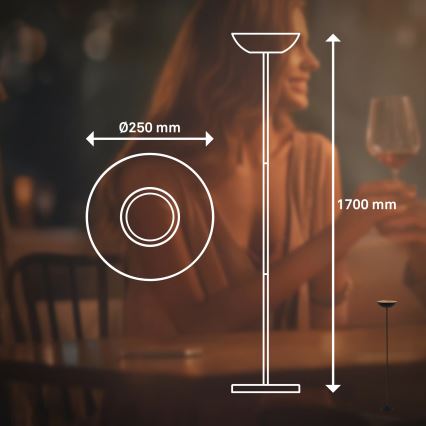 Briloner 1500015 - Lámpara de pie regulable ESTATE LED/8W/5V 4000 mAh negra