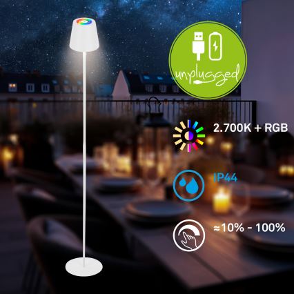 Briloner 1507016 - Lámpara de pie LED regulable KIKI LED/4,3W/5V IP44 2600 mAh blanca