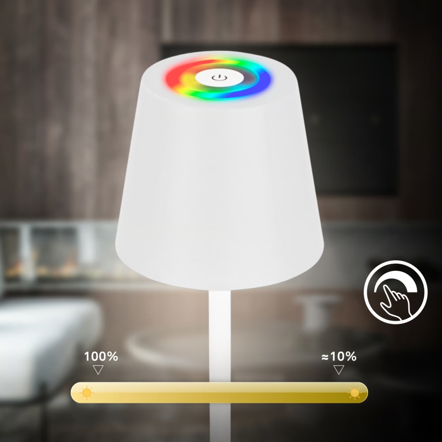 Briloner 1507016 - Lámpara de pie LED regulable KIKI LED/4,3W/5V IP44 2600 mAh blanca