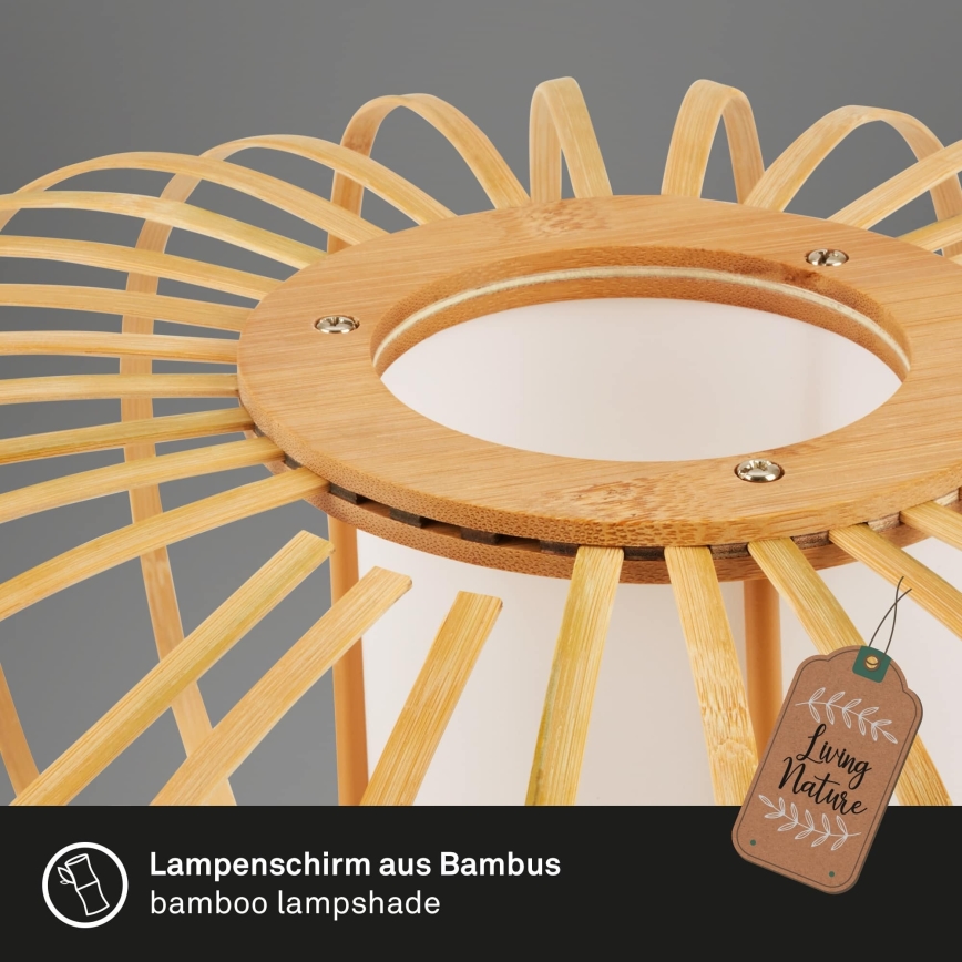 Briloner 1759011 - Lámpara de pie 1xE27/10W/230V bambú/negra