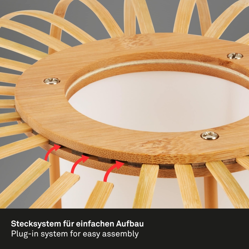 Briloner 1759011 - Lámpara de pie 1xE27/10W/230V bambú/negra