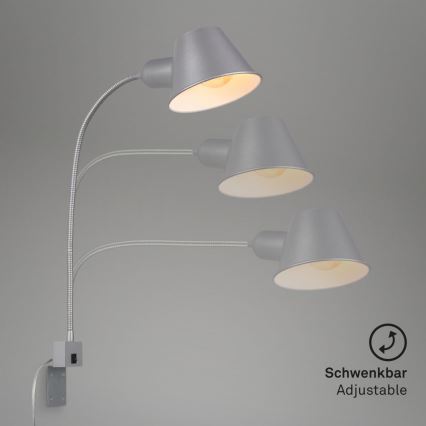 Briloner 2079-014 - Lámpara flexible de pared 1xE27/10W/230V plata