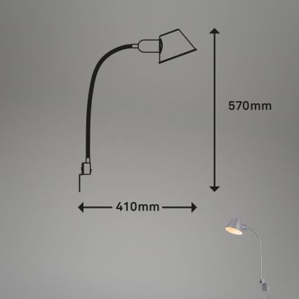 Briloner 2079-014 - Lámpara flexible de pared 1xE27/10W/230V plata